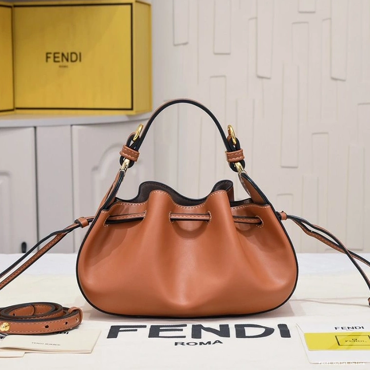 Cheap Brown Calf Bucket Mini Fendi Bag In Leather Pomodorino 0810